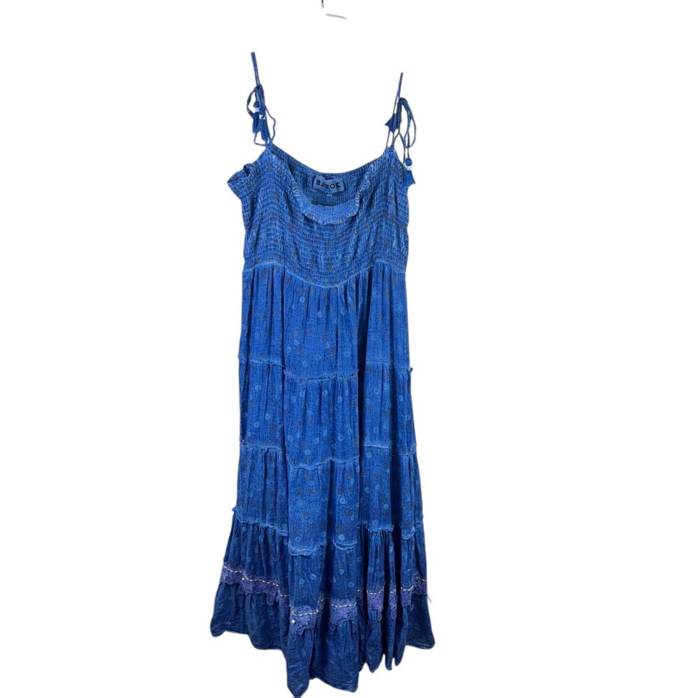 Barok Paris Women Tiered Maxi Dress Blue Size Small Medium Boho Beach